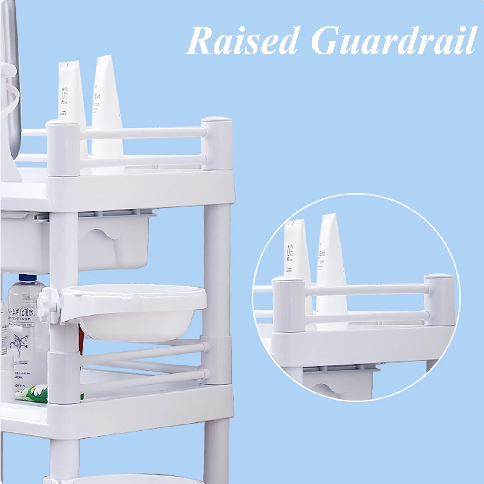 Medical Trolley Cart 3 Tier 330 Lbs Spacious Beauty Salon Rolling Utility Cart