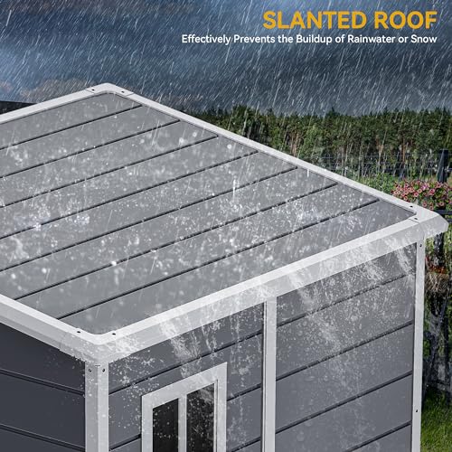 DWVO 5x3ft Resin Outdoor Storage Shed with Floor, Waterproof Lockable Storage Shed with Window, Plastic Outside Tool Storage for Garden, Backyard, Patio, Lawn, Gray