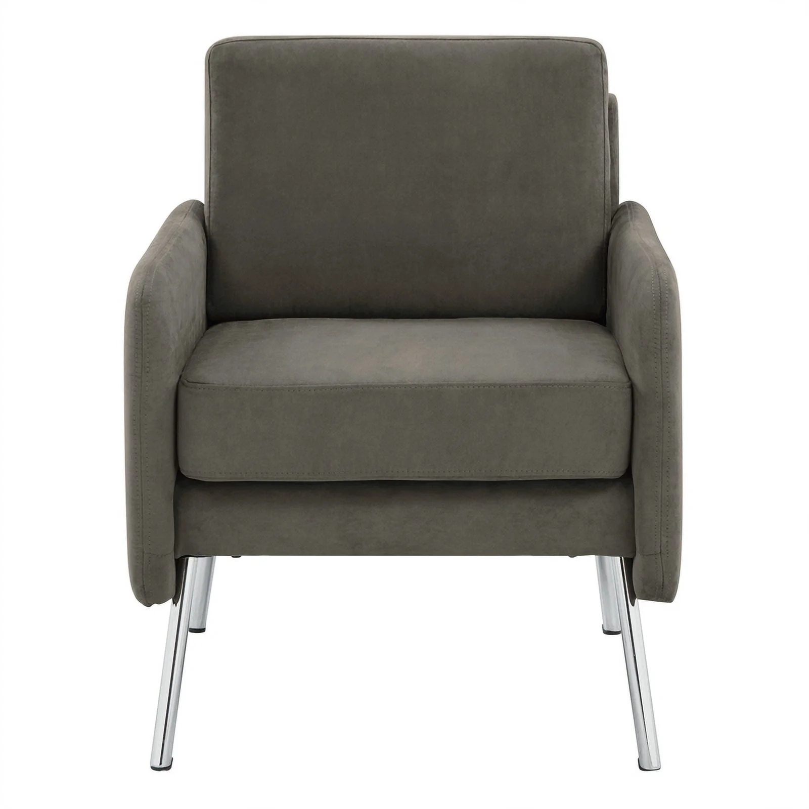 Lounge Chair in Charcoal Fabric with Chrome Legs