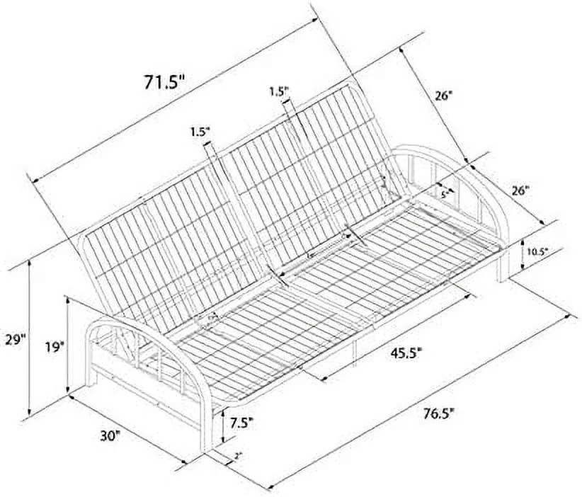 Futon Frame In Gunmetal Grey