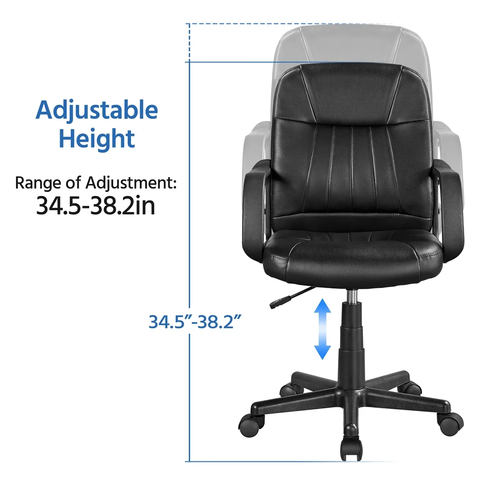 Yaheetech Adjustable Office Chair Swivel Chair Executive Artificial Leather Computer Chair 360°Rolling with wheels Ergonomic Essential Desk Chair with armrest