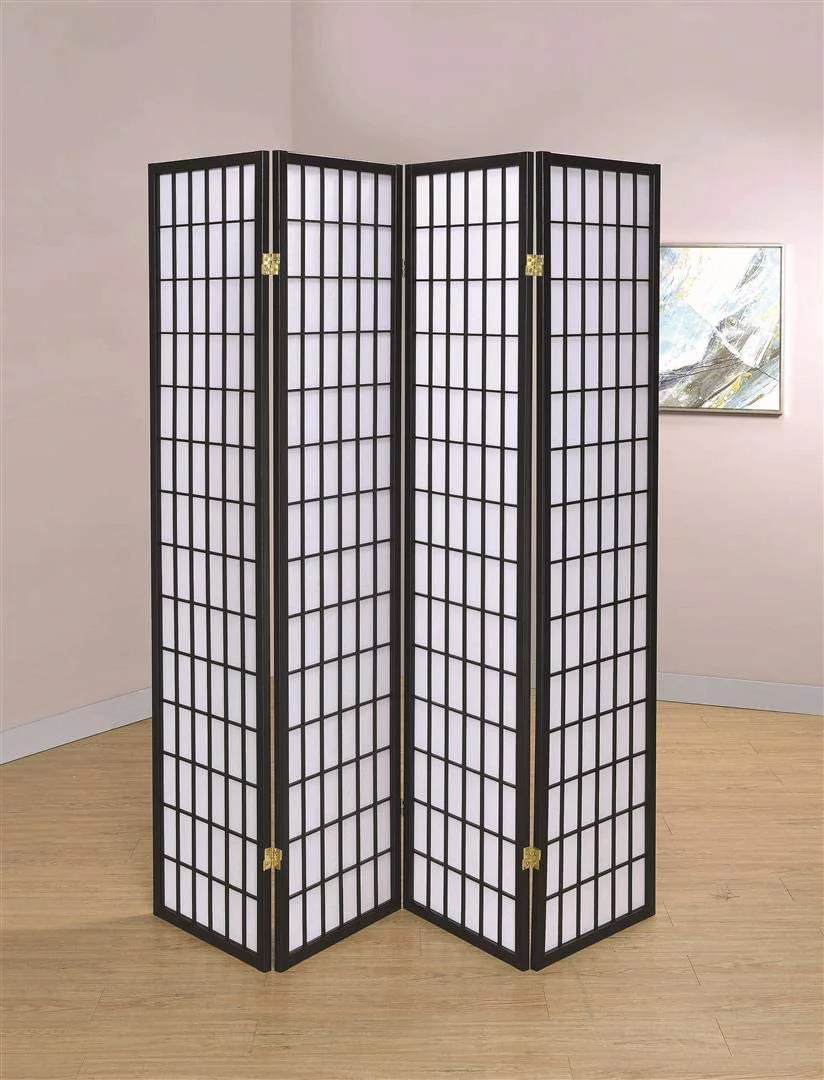 GTU Furniture Japanese Style 4 Panels Wood Shoji Room Divider Screen Oriental for Home/Office
