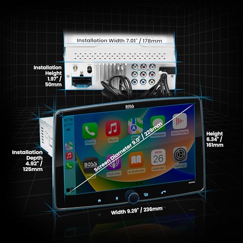 BOSS Audio Systems BVCP9700A-FL Single DIN Car Stereo Wireless Apple CarPlay, Android Auto, 7 Inch Touchscreen, Bluetooth, AM/FM Radio Receiver