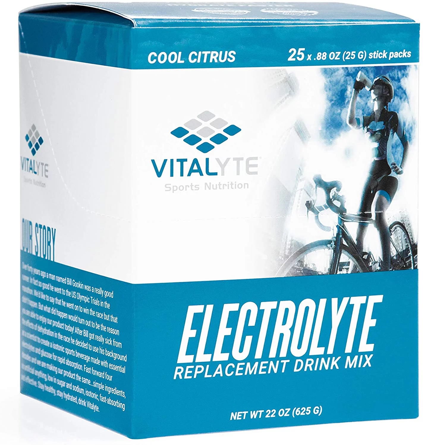 Vitalyte Electrolyte Replacement Powder Drink Mix, 25 Single Serving Stick Packs (Cool Citrus)