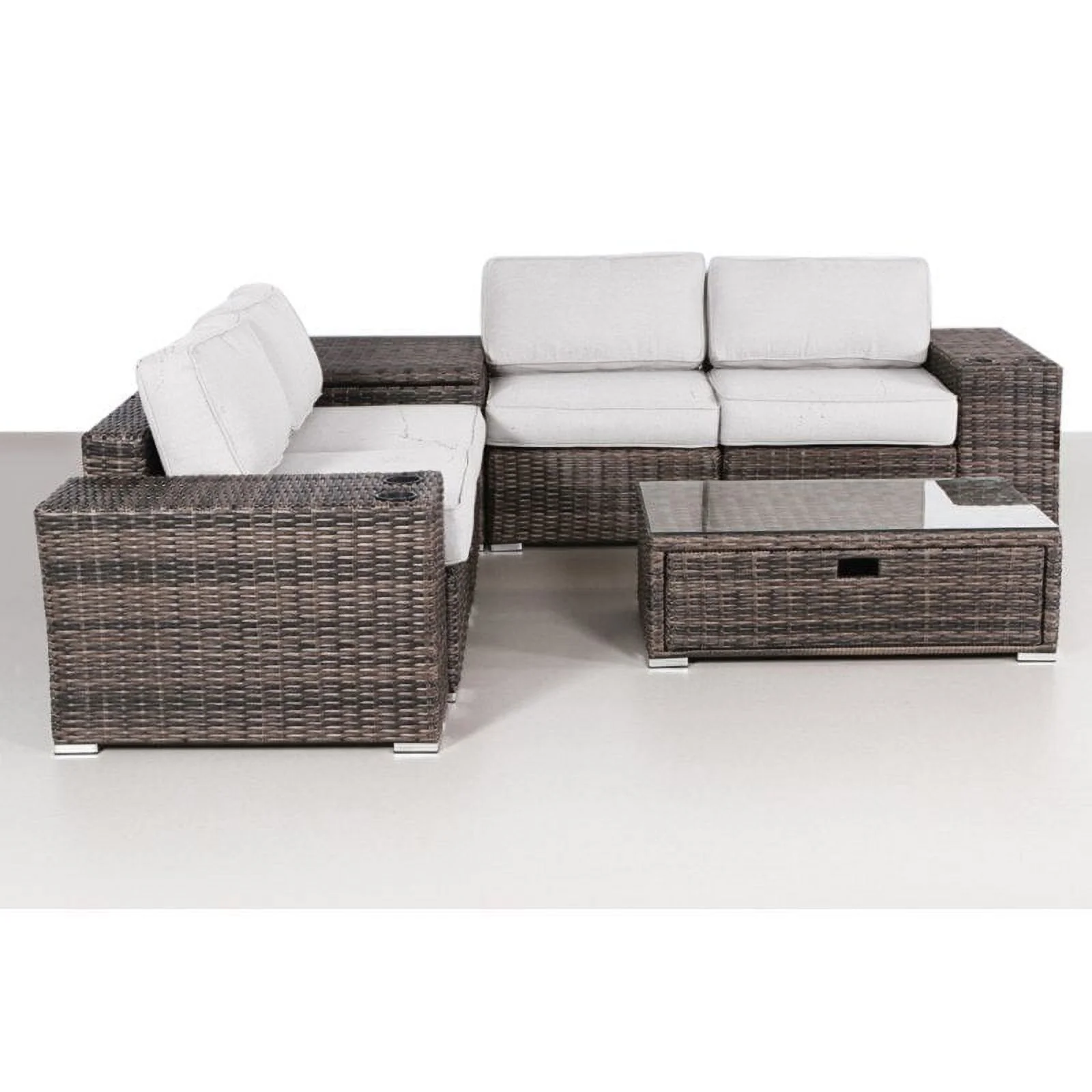 Living Source International 8-Piece Sectional Set with Cushions - Espresso