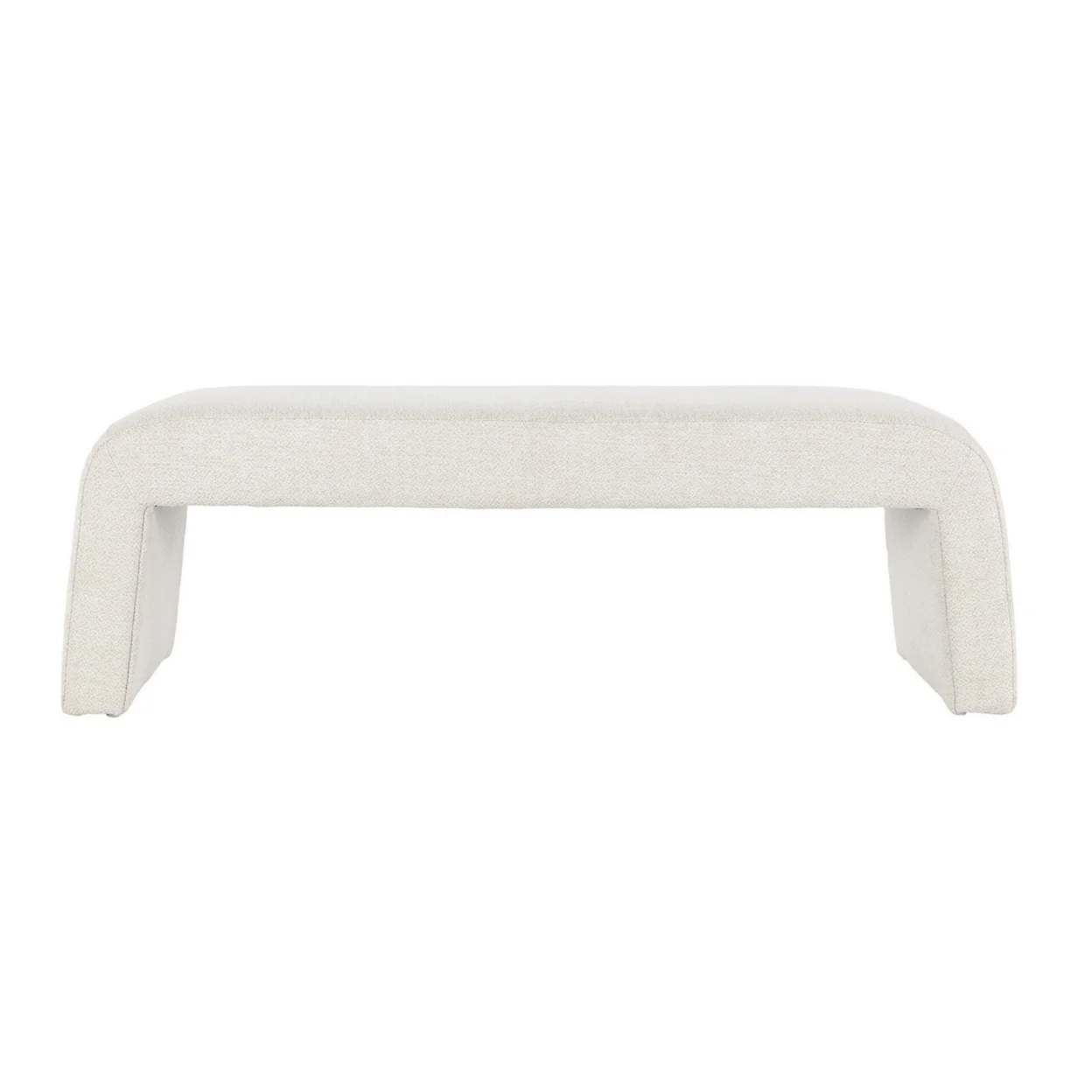 54 Inch Modern Wood Bench, Handcrafted, Floor Protectors, White Polyester- Saltoro Sherpi