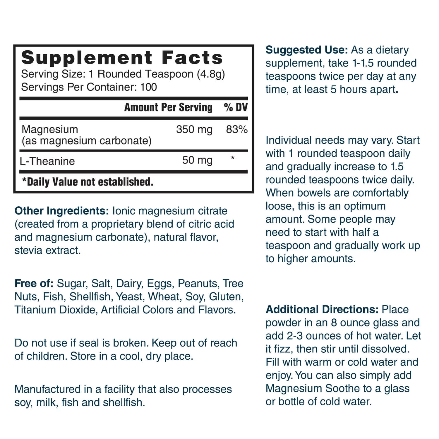 Nature's Lab Magnesium Soothe Powder 350mg - 16.9 oz (100 Servings) - Promotes Balanced Calcium Levels, Muscle & Nerve Function, Energy Production, and Overall Cardiovascular Health*