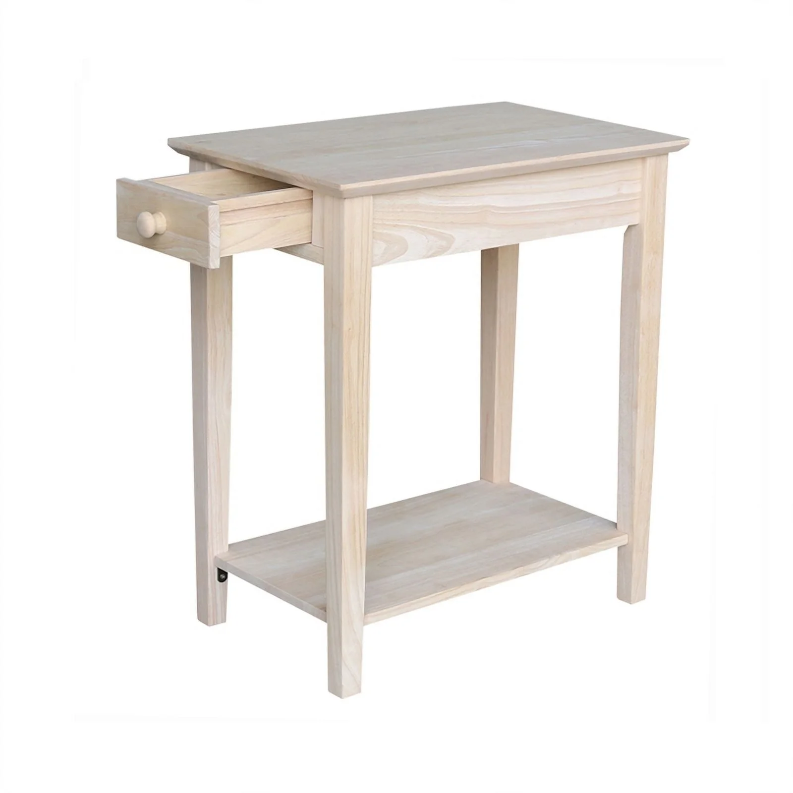 Pemberly Row 1 Drawer Transitional Wood Narrow End Table in Natural