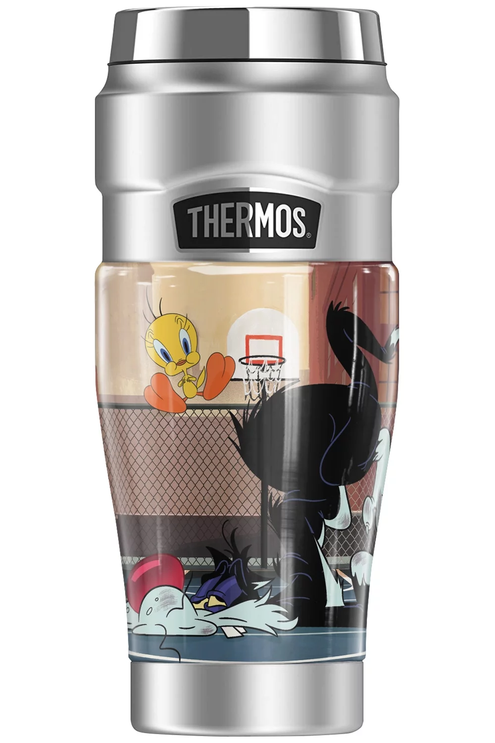Looney Tunes Sylvester And Tweety THERMOS STAINLESS KING Stainless Steel Travel Tumbler, Vacuum insulated & Double Wall, 16oz
