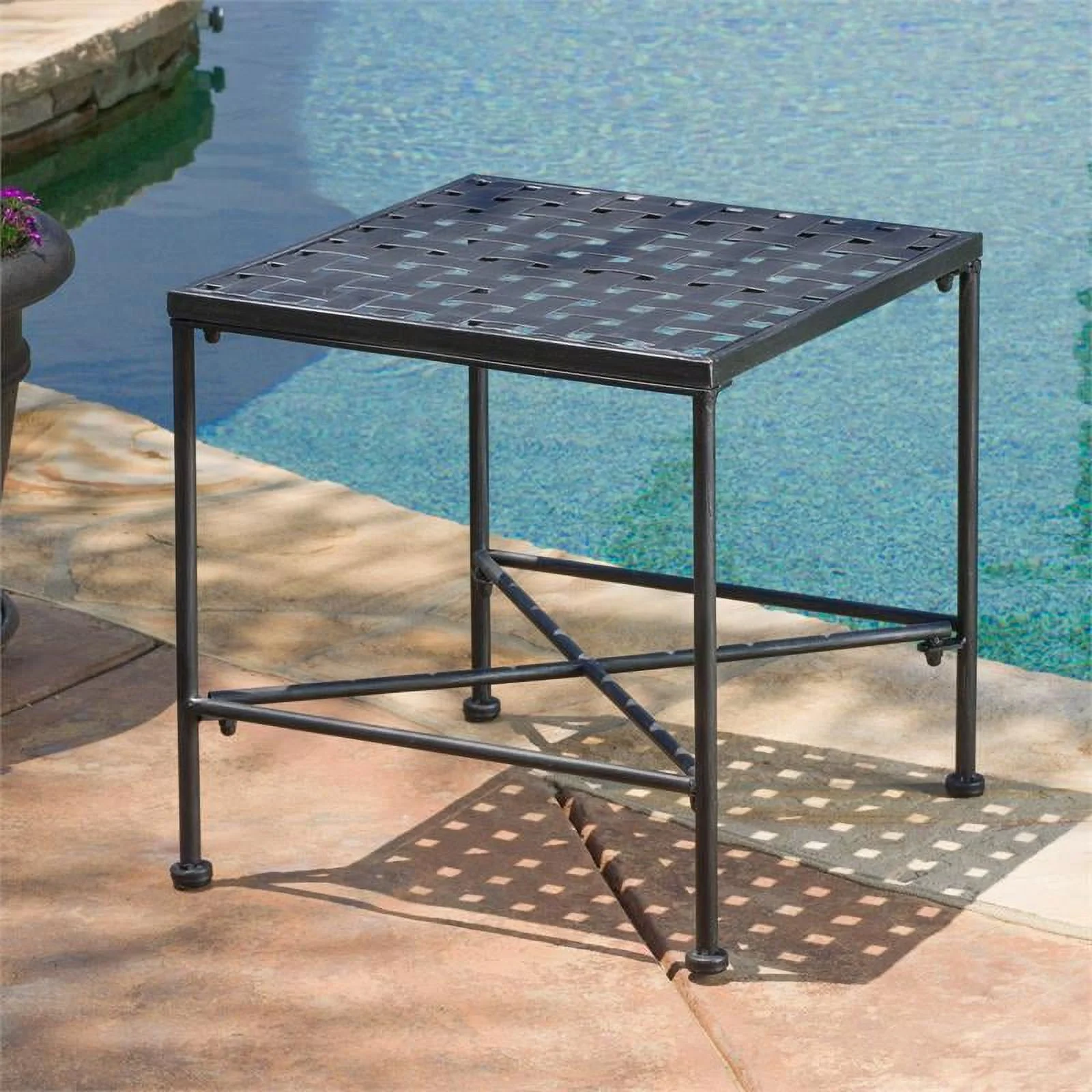 Noble House Petra Black Iron End Table