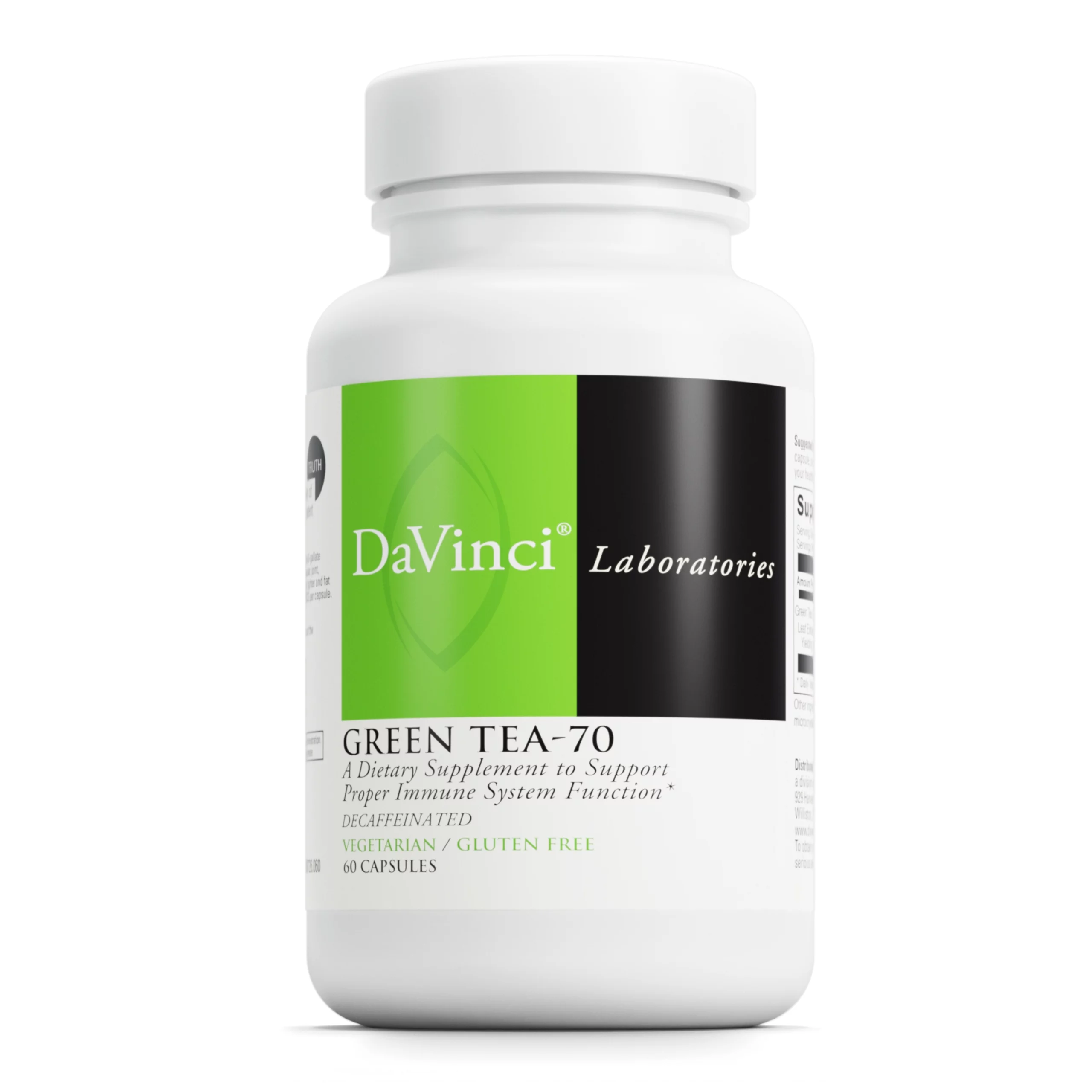 DaVinci Labs Green Tea-70 - Support Heart Health - Decaffeinated - 60 Vegetarian Capsules