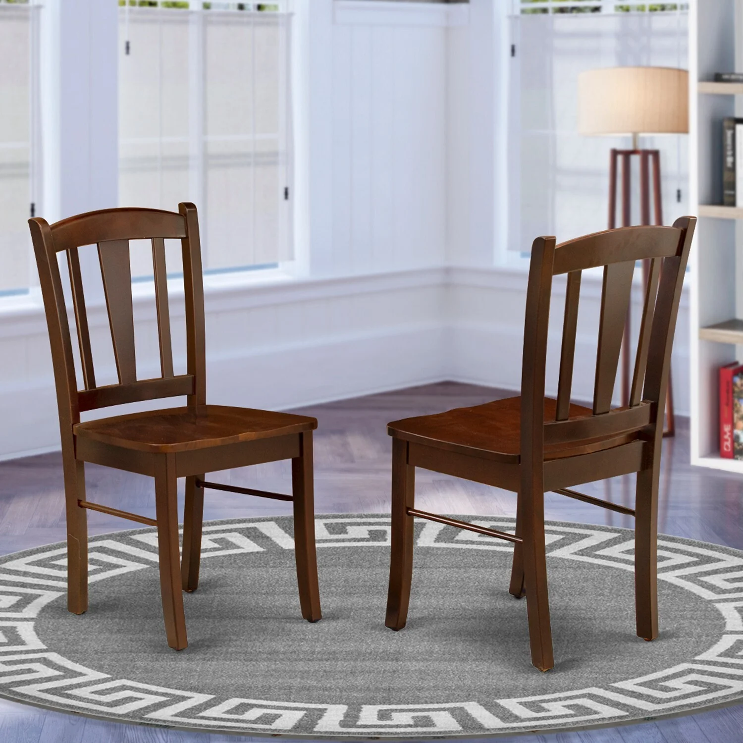 HomeStock Coastal Cottage Dining Room Chair With Wood Seat Set Of 2
