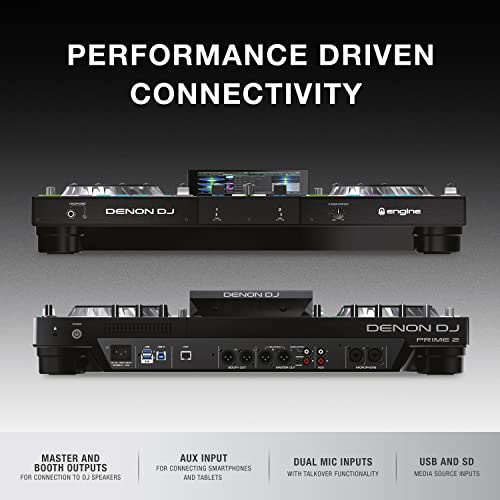 Denon DJ PRIME 4+ Standalone DJ Controller with Stem Separation on 4 Decks, Wi-Fi Streaming, Drop Sampler Mixer, 10.1