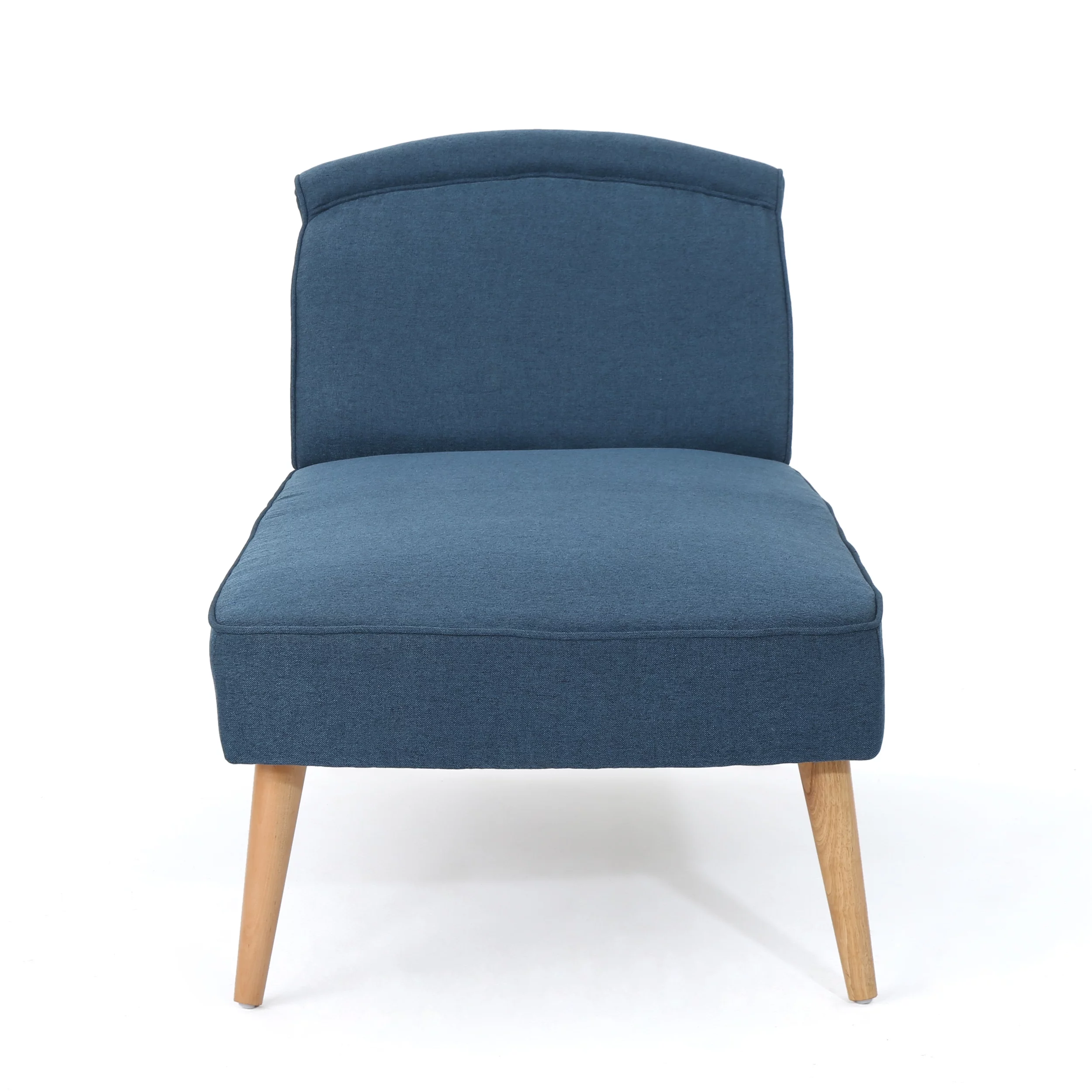 Jolie Mid Century Modern Fabric Chaise Lounge, Navy Blue