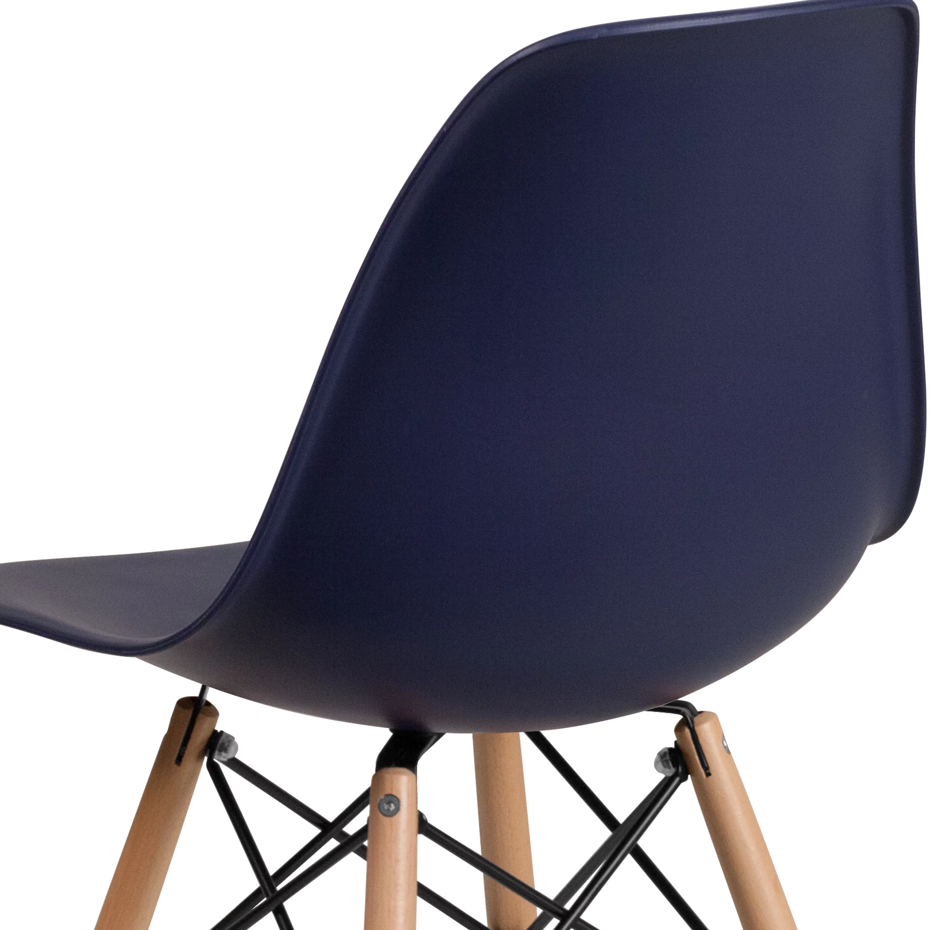 Flash Furniture 2 Pack Elon Series Navy Plastic Chair with Wooden Legsase