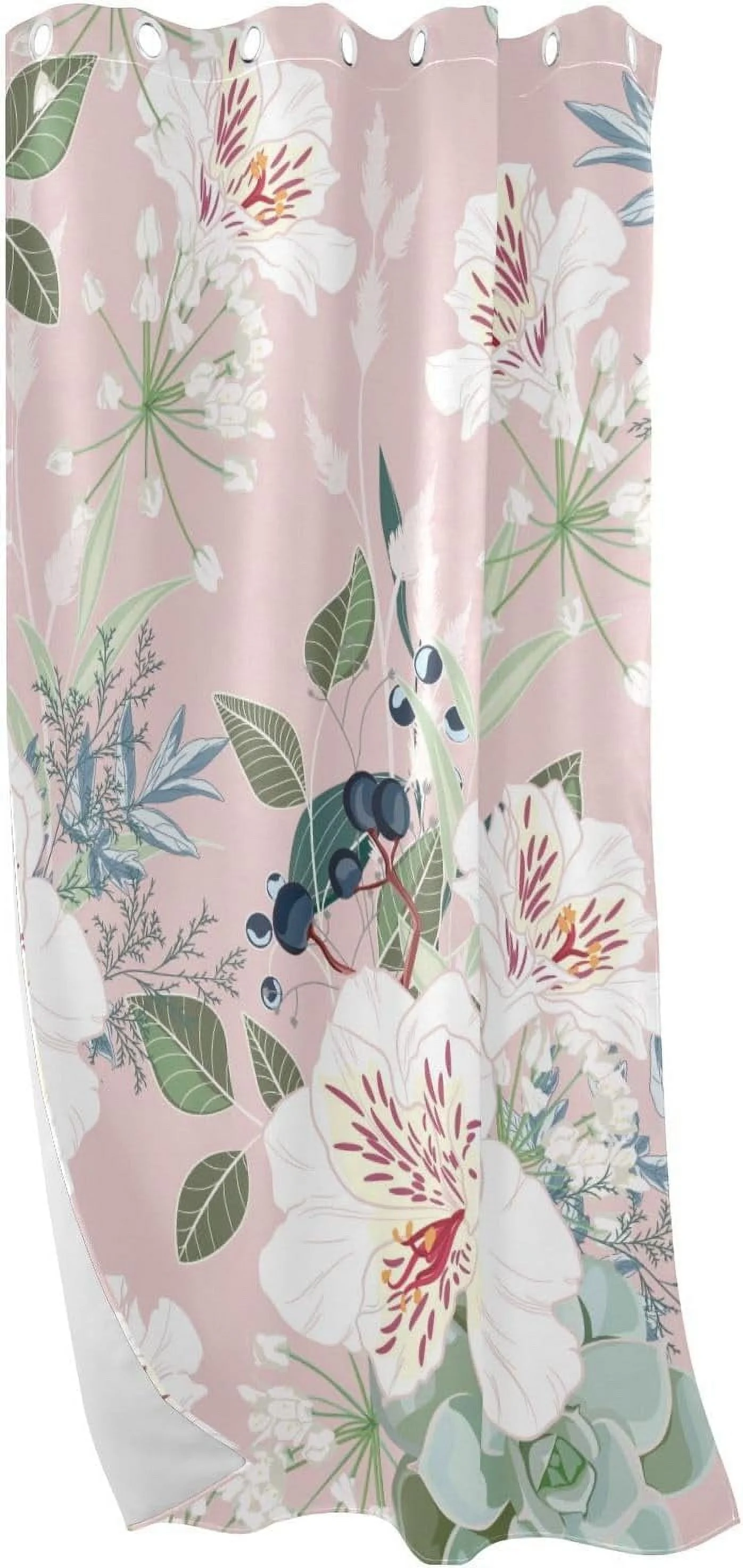 Coolnut Black Out Curtain Window Cover for Bedroom & Living Room 84 inches White Alstroemeria Flowers Blackout Blinds Bay Window Curtains, 1 Panel