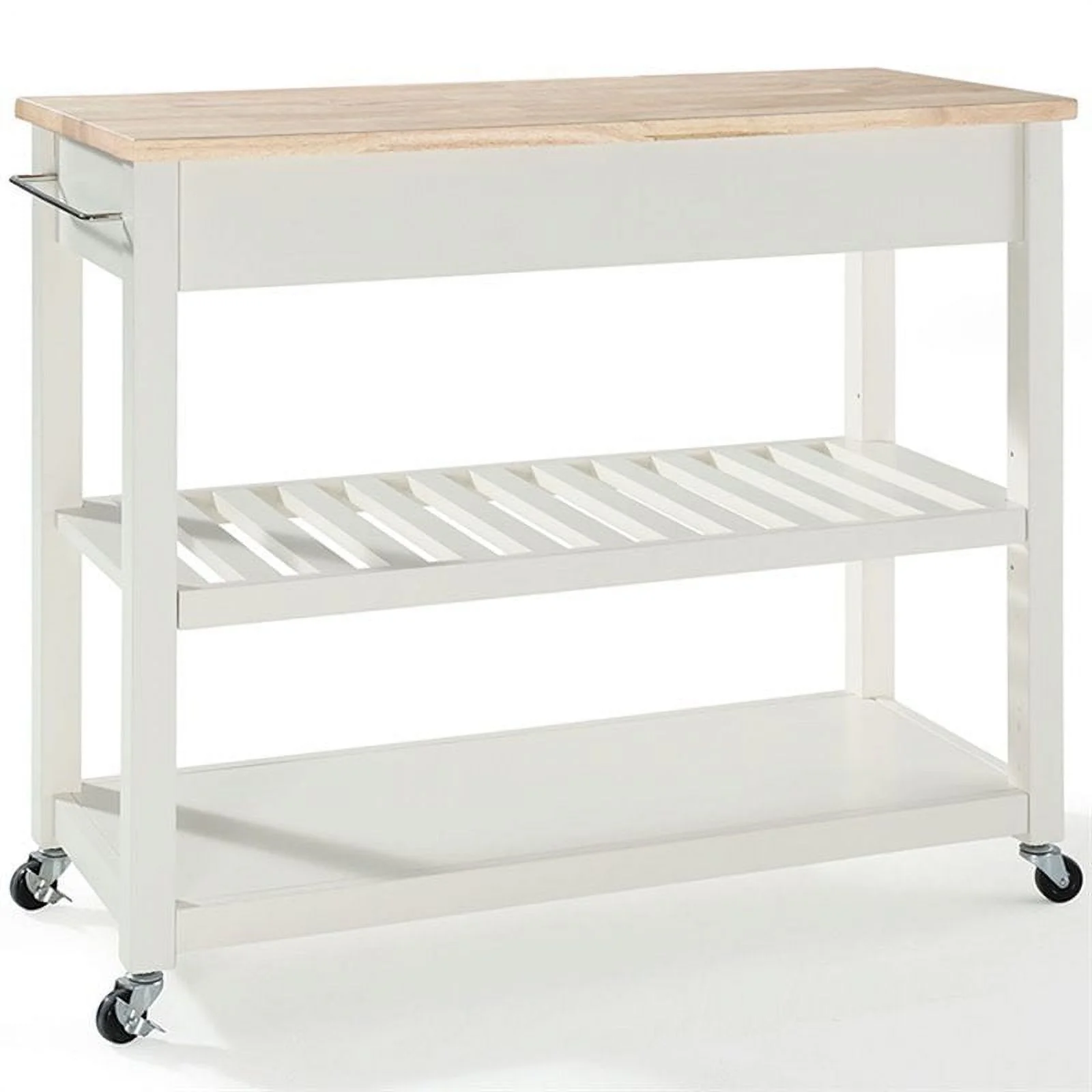 Bowery Hill 2-Drawer Wood Kitchen Cart Island in White/Natural