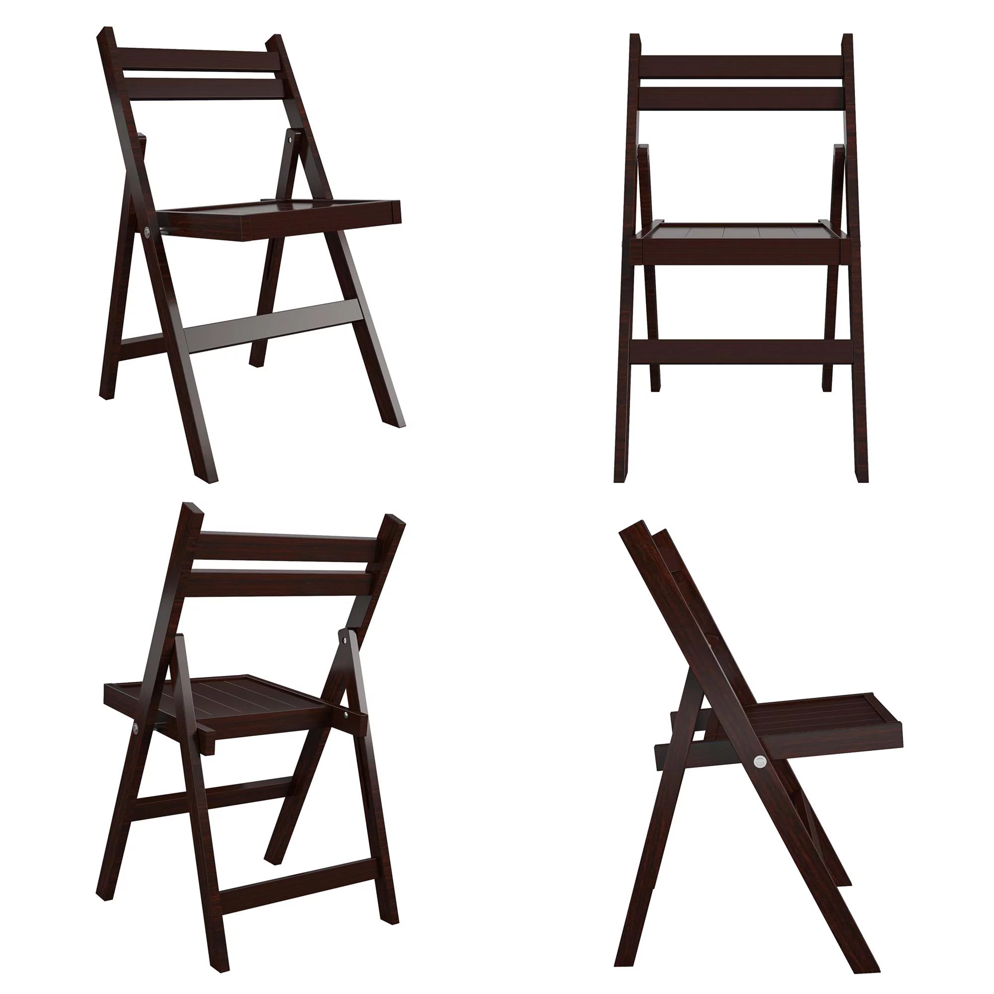 COSCO XL Folding Wood Chair, Dark Mahogany, 2-Pack