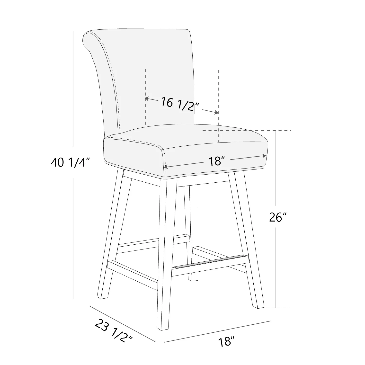 CHITA 26 in Upholstered Swivel Counter Bar Stools with Back&Wood Legs Set of 2, Faux Leather in White