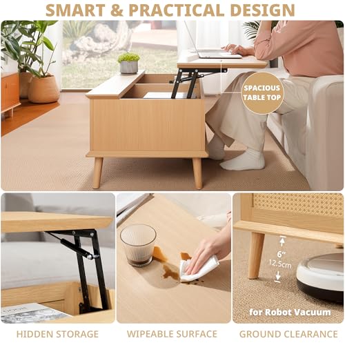 INK+IVY Teagan Lift-Top Rattan Coffee Table