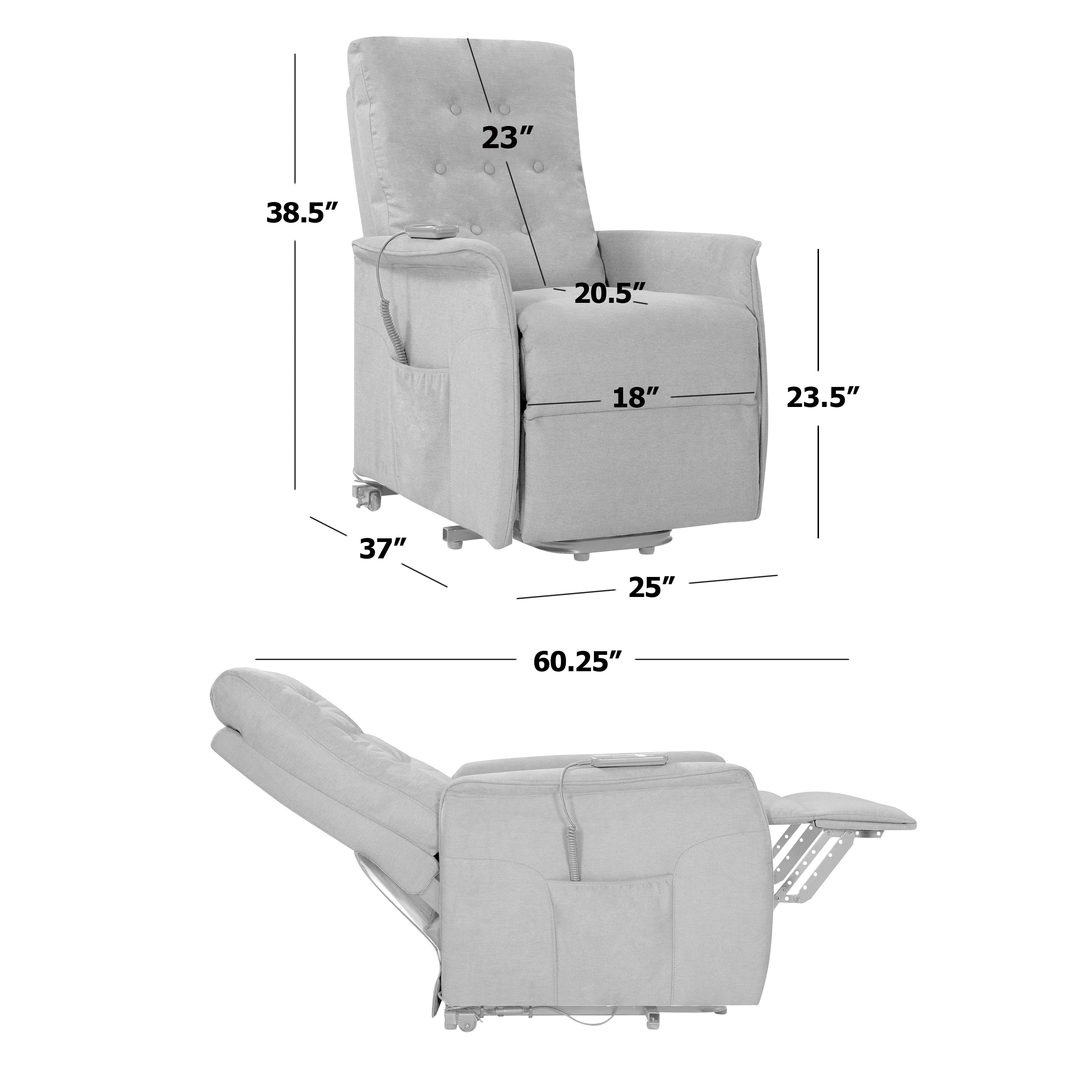 Homesvale Velour Power Recline and Lift Chair, Blue