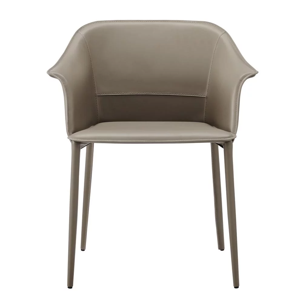 New Pacific Direct Callie Recycled Leather Dining Arm Chair in Light Mocha