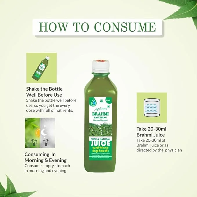 Axiom Brahmi Panchang Juice 500 ml pack of 2 | Ayurvedic Juice | WHO-GLP,GMP,ISO Certified Product