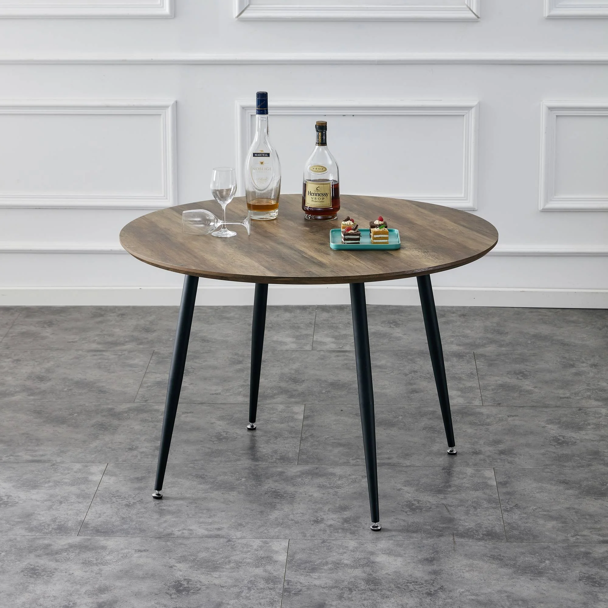 Diameter 44.8 inch MDF Modern simplicity roundI Imitation wood grain dining table.Applicable 6-8 persons to dining room and meeting room.