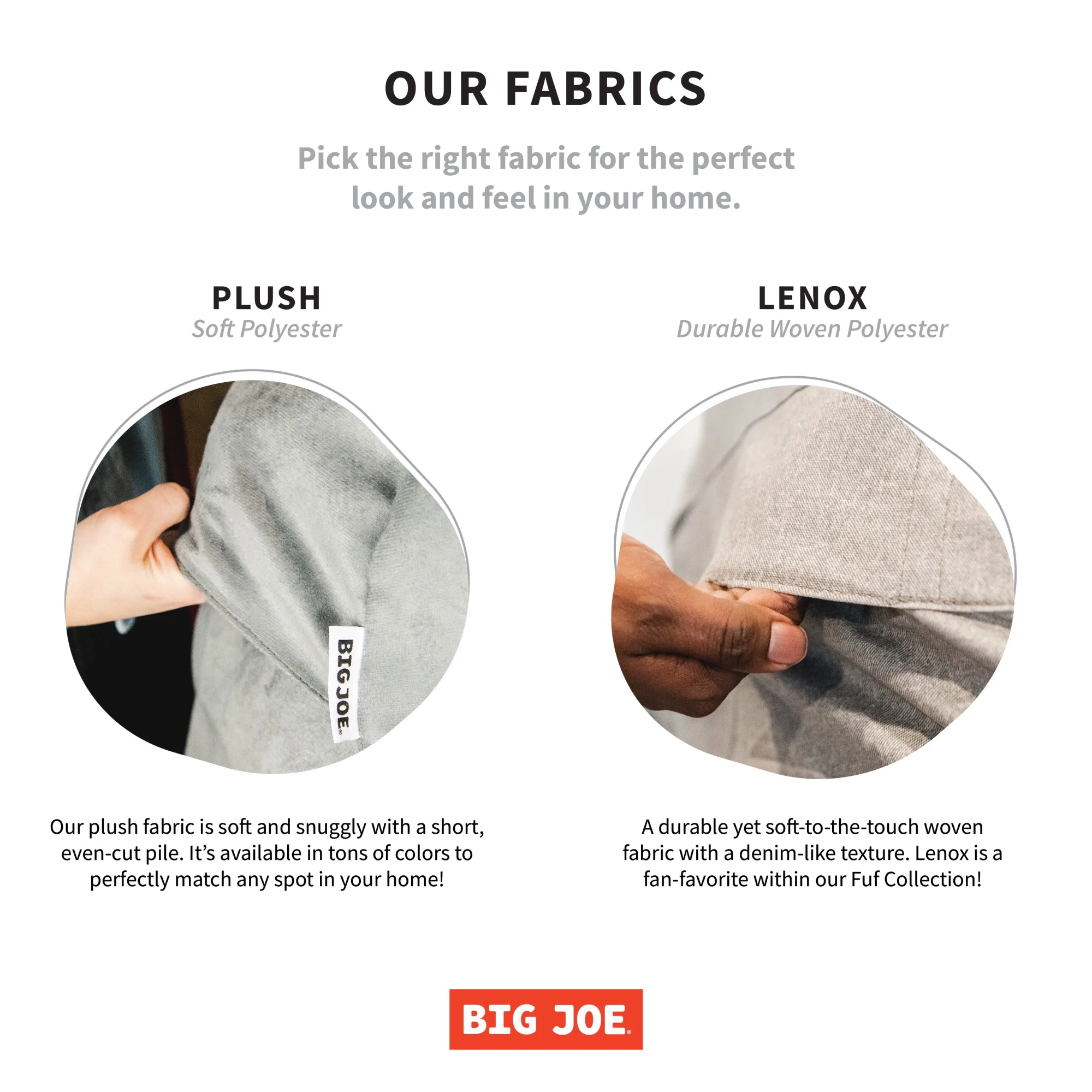 Big Joe Fuf XXL Foam Filled Bean Bag Chair with Removable Cover, Black Lenox, 6 feet Giant