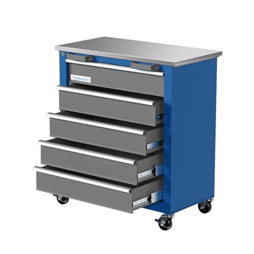7-Drawer Rolling Toolbox,Tool Box with 360° Lockable Wheels and Padded Feet,Tool Chest with Keyed Locking System and Drawer Liners,can be Combined Storage System with Tool Chest