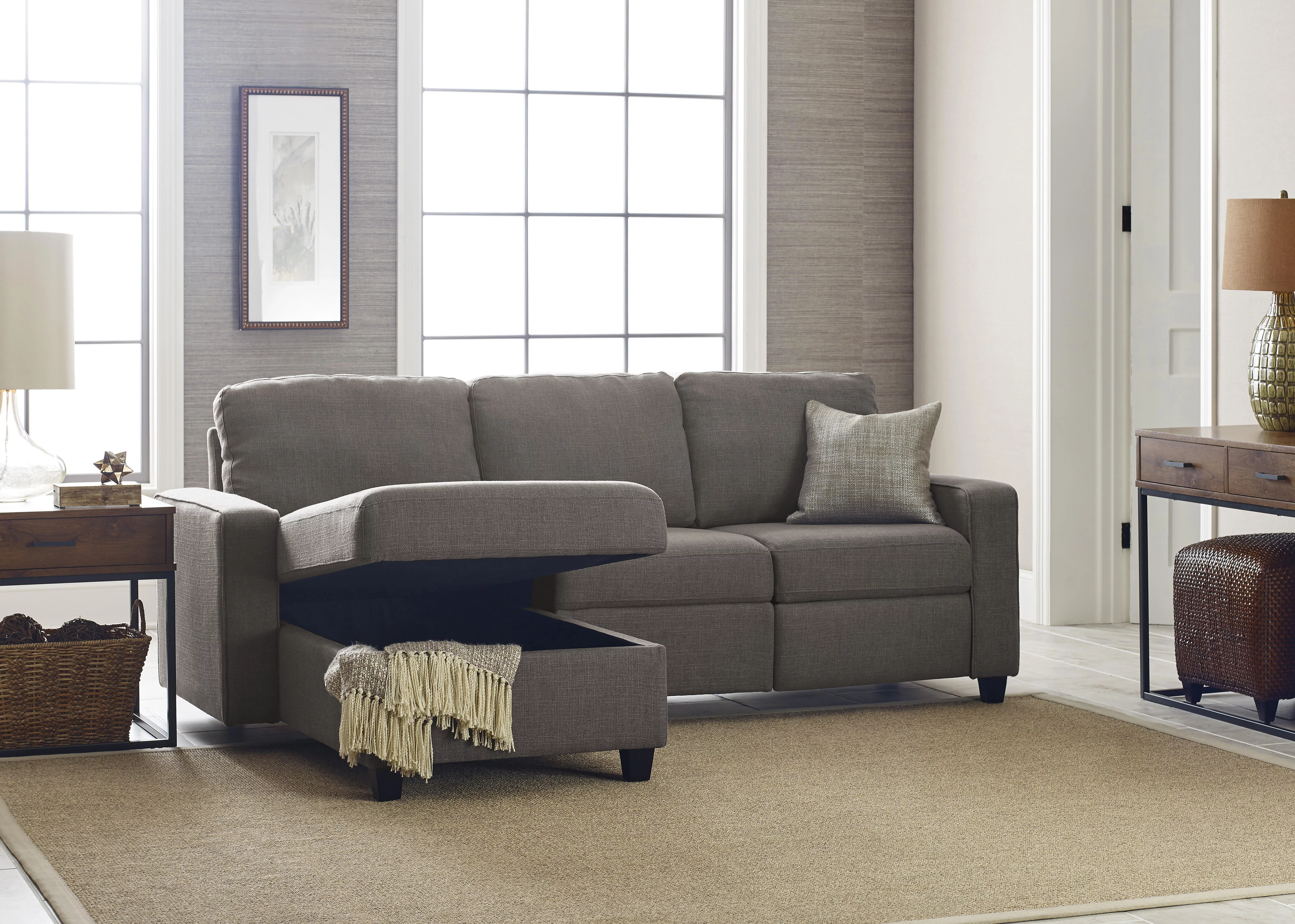 Serta Palisades Reclining Sectional with Left Storage Chaise - Gray