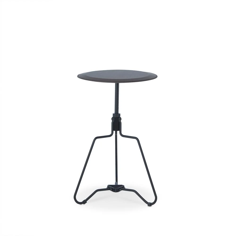 ACME Sada Adjustable Round End Table with Metal Frame in Espresso and Black