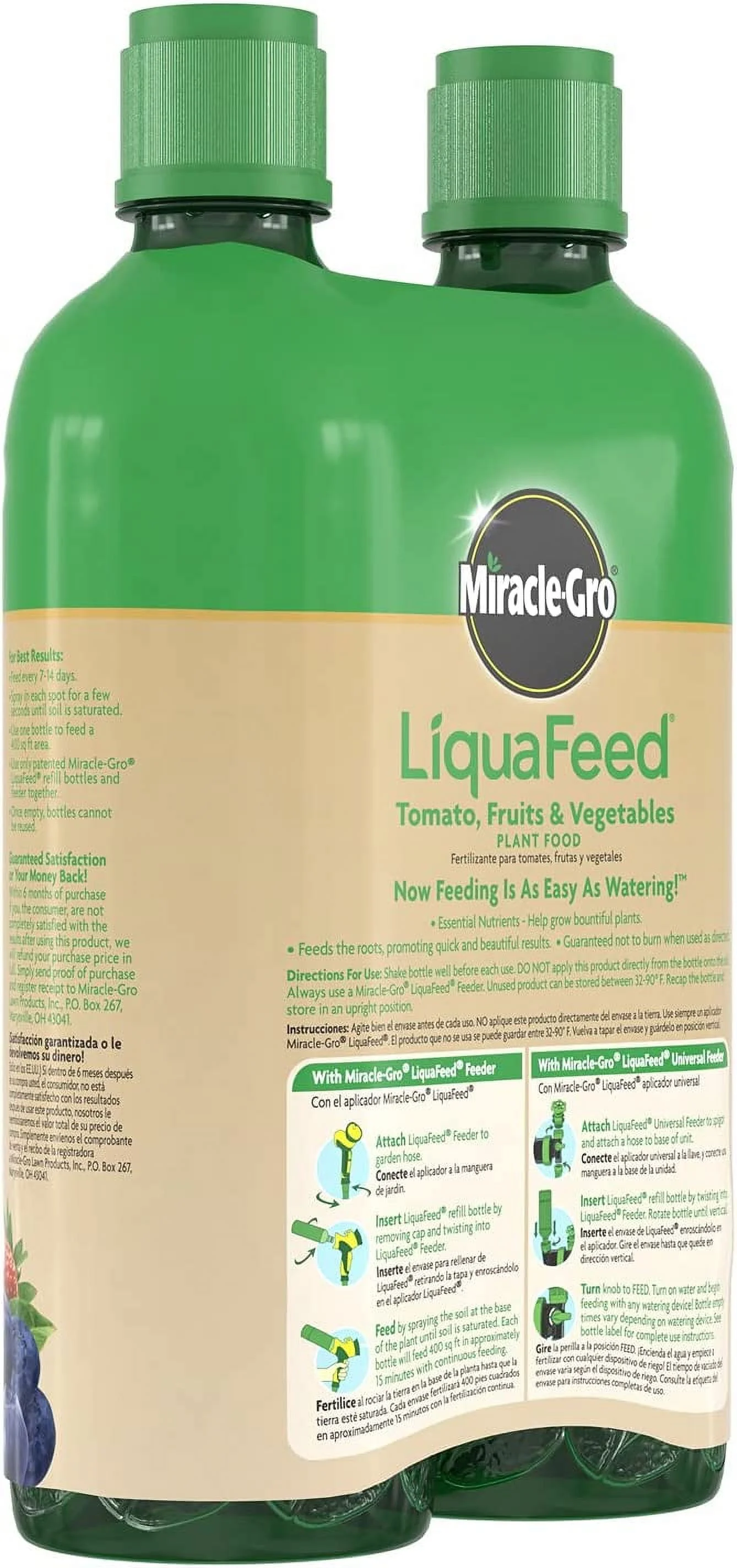 Scotts Miracle Gro 1004402 Liquafeed Tomato, Fruit, & Vegetable Food, 9-4-9, 2-Pk. - Quantity 6