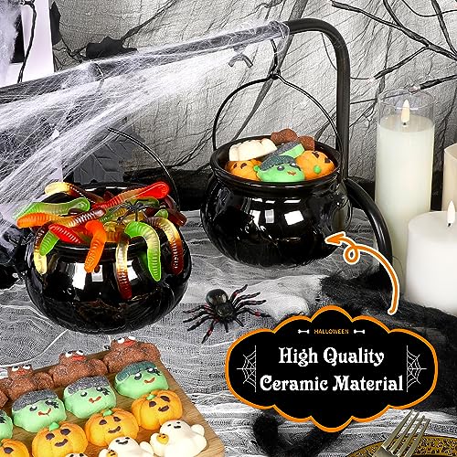 Halloween Decorations Halloween Party Decorations - 3 Ceramic Witches Cauldron Serving Bowls Set Hocus Pocus Witch Decoration Serving Cauldron for Party Supplies Home Kitchen Outdoor Indoor Decoration