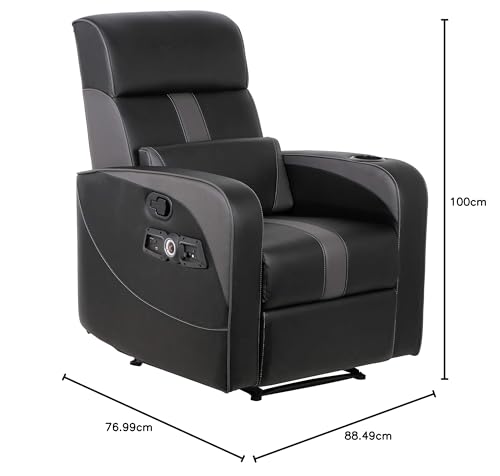 X Rocker Gamma Recliner Gaming Chair, 2.1 Bluetooth Audio System, Headrest Mounted Speakers, Built-in Footrest and Cupholder, 718001, 34.84