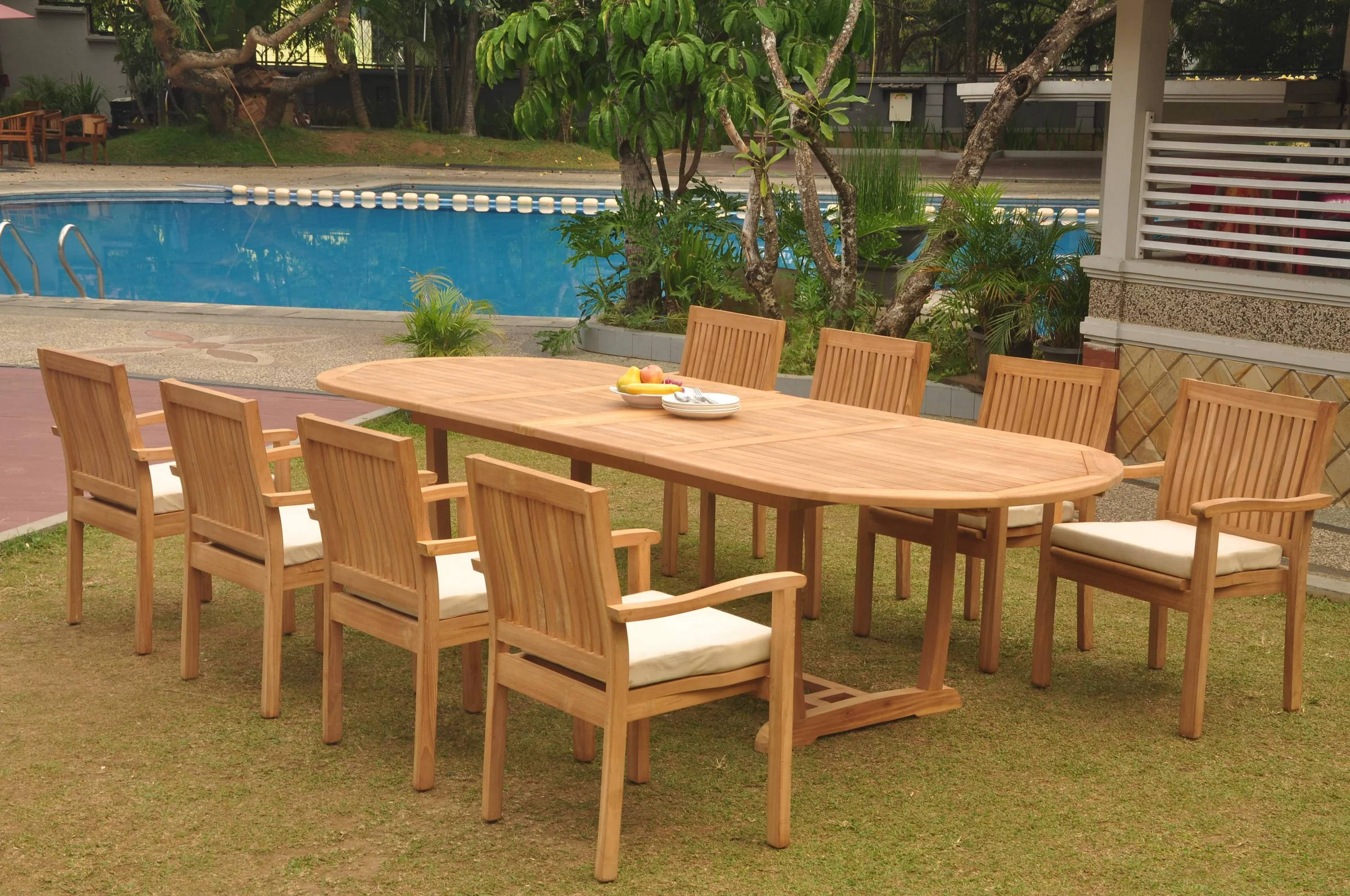 Grade-A Teak Dining Set: 8 Seater 9 Pc: 118