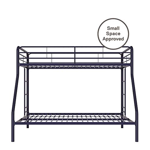 DHP Twin-Over-Futon Convertible Couch and Bed with Metal Frame, Ladder and Guardrails - Black