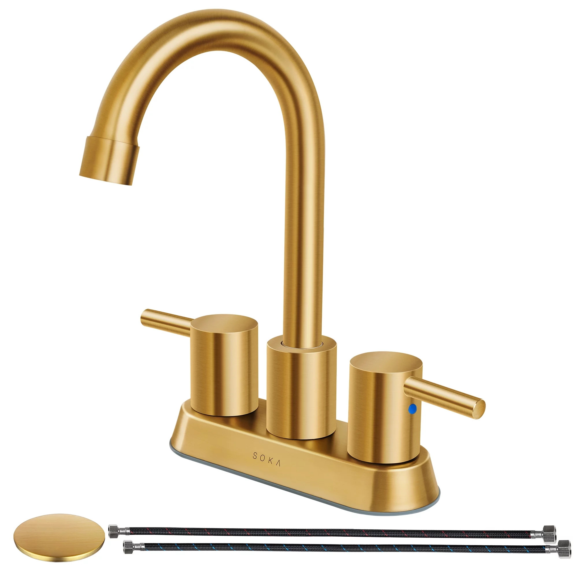 SOKA SK18002AR Bathroom Sink faucets, Straight - Lever, Gold + S