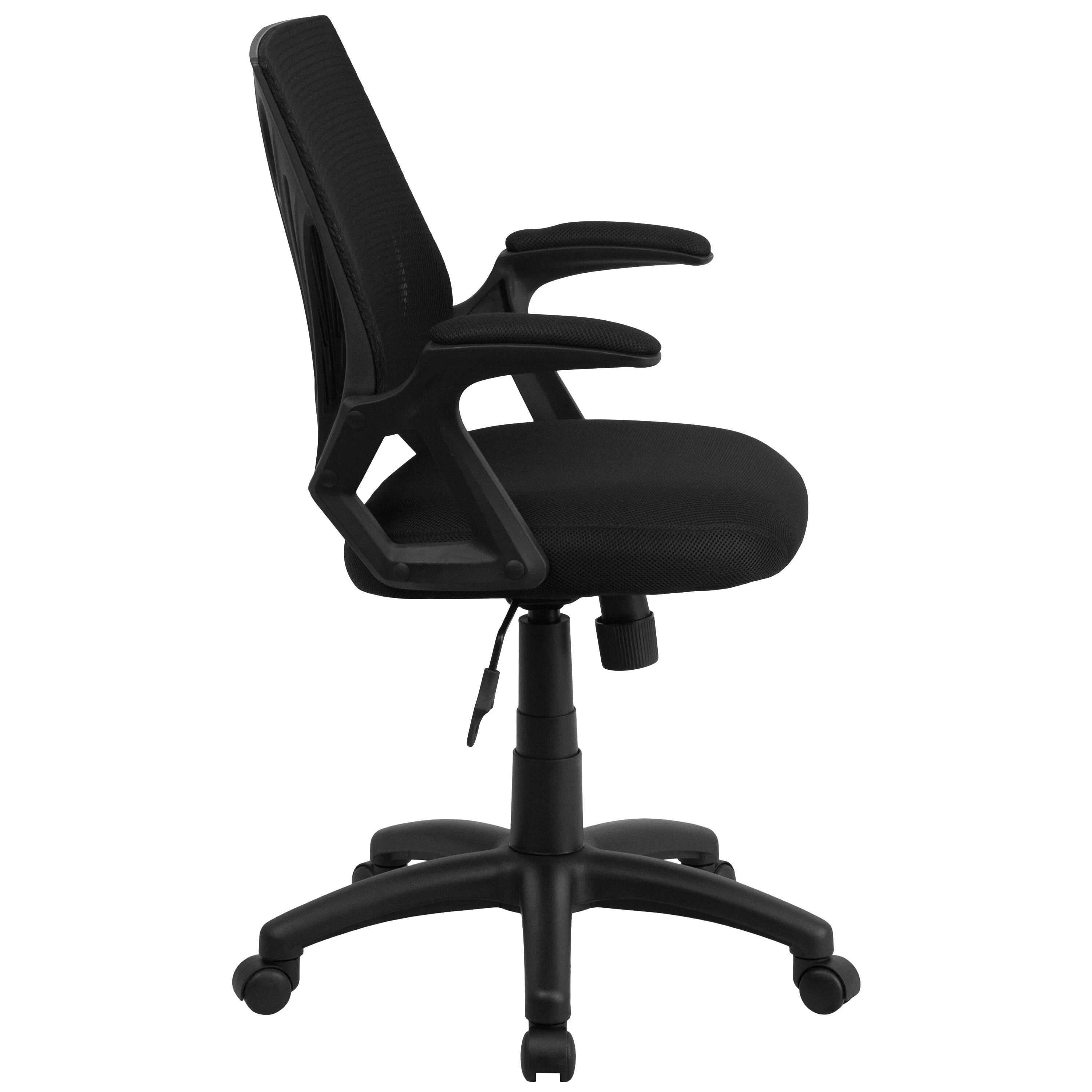 A Line Furniture Kai Black Swivel Adjustable Office Chair with Mesh Padded Seat