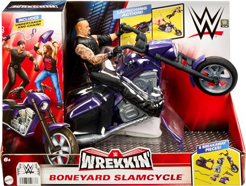 Mattel WWE Wrekkin' Slamcycle Vehicle & Figure Playset with Toy Motorcycle & Undertaker 6-inch Collectible, Launching Action & Breakaway Parts