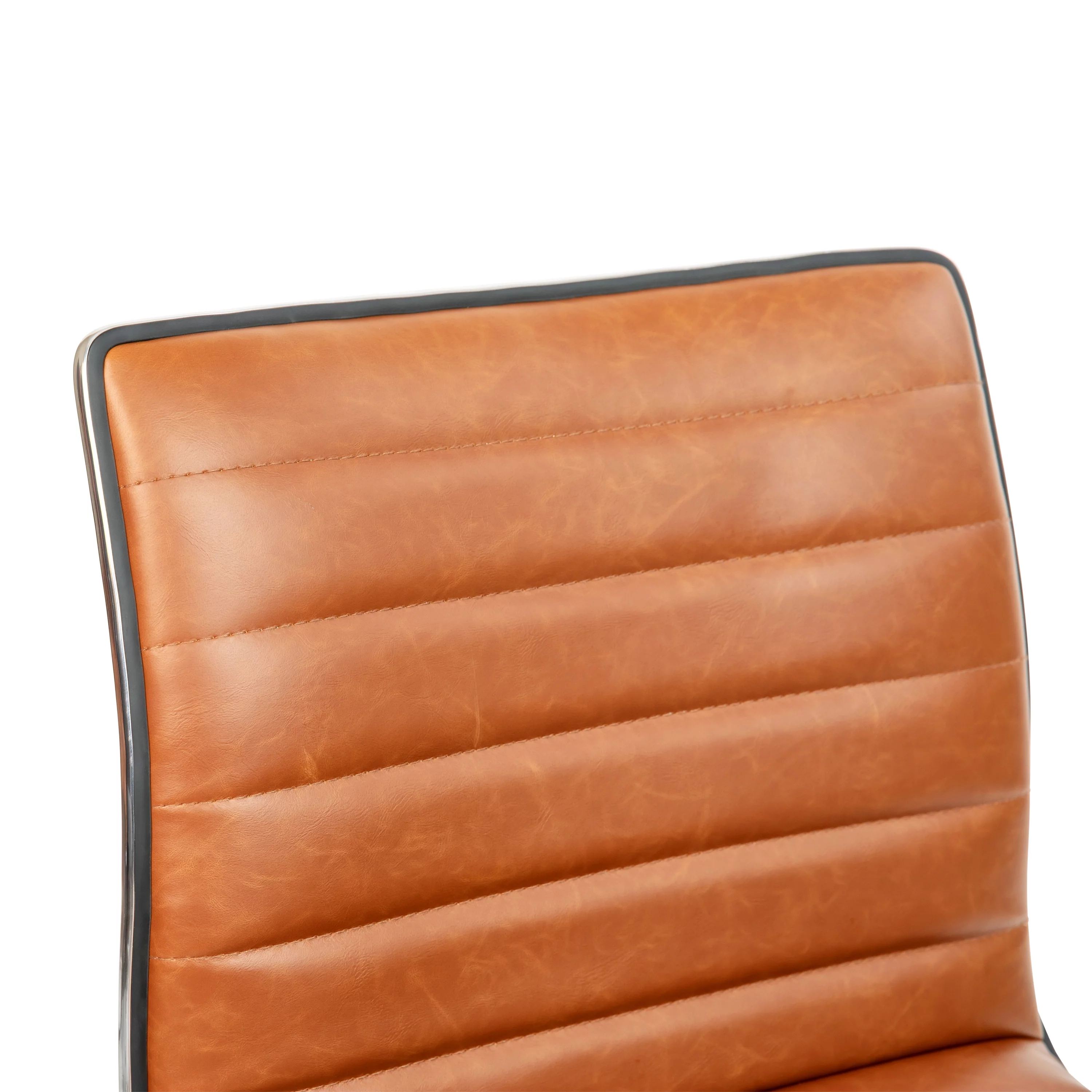 Emma + Oliver Low Back Designer Armless Brown Ribbed Swivel Task Office Chair, Desk Chair