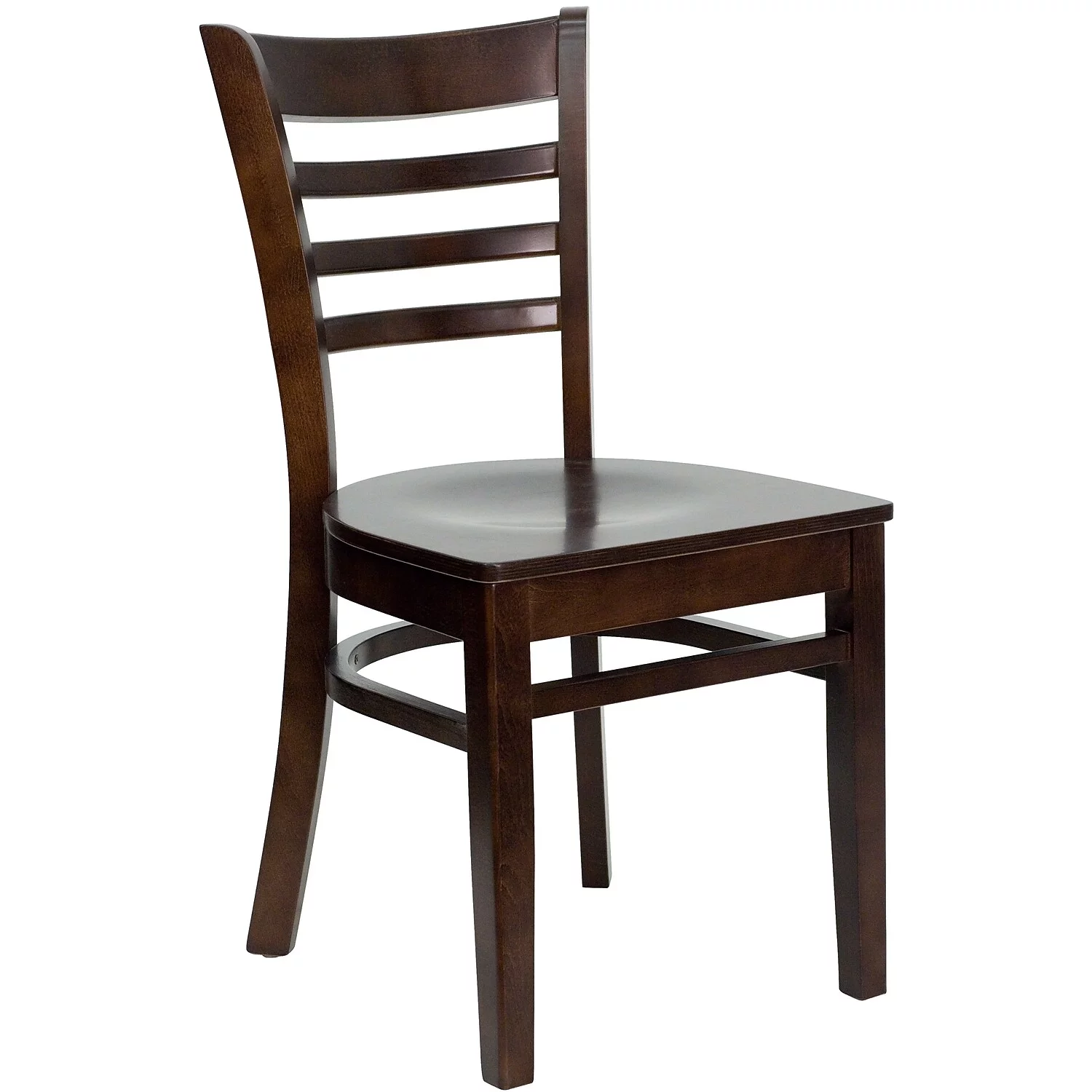 Flash Furniture 2 Pack HERCULES Series Ladder Back Walnut Wood Restaurant Chair