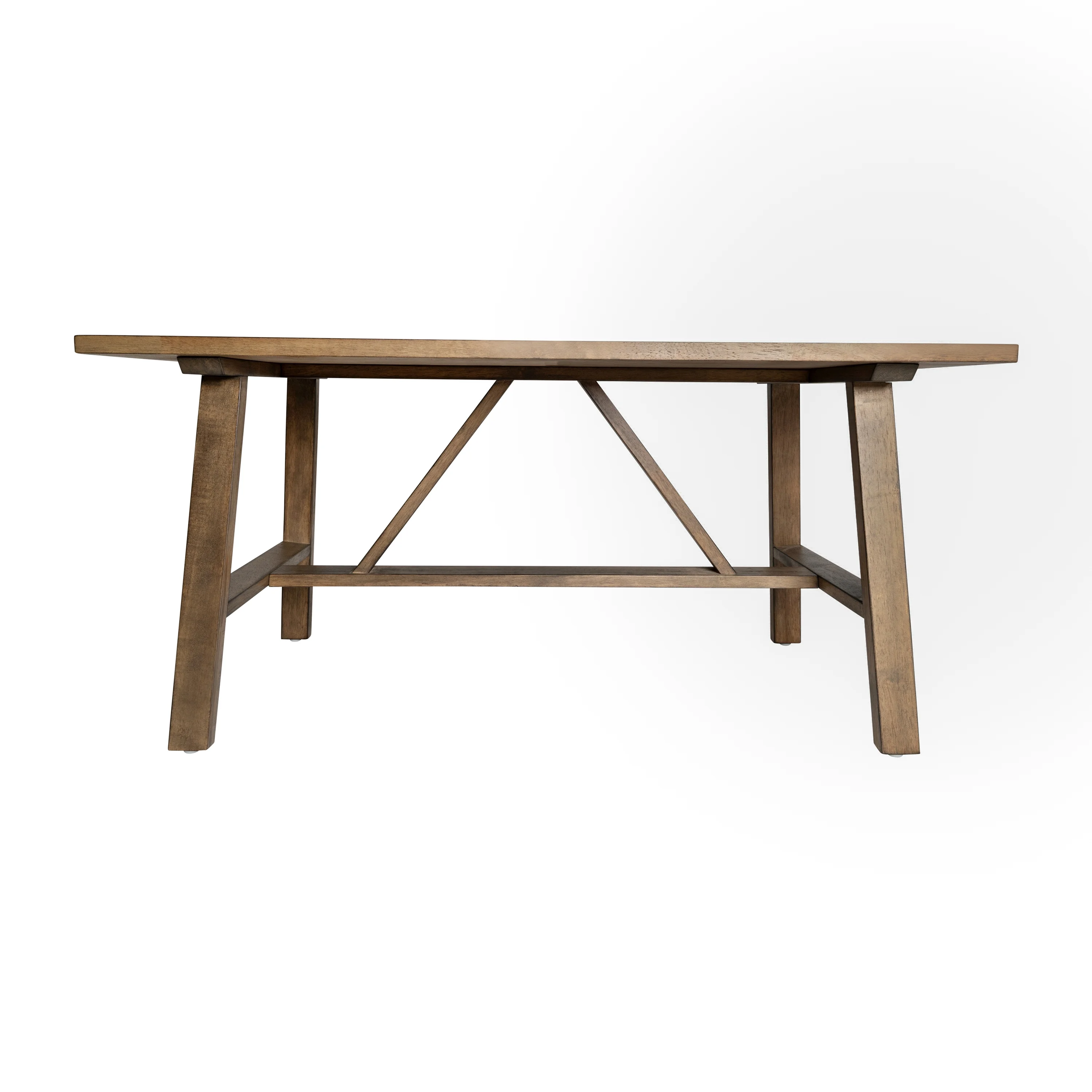 BizChair Solid Wood Farmhouse Coffee Table, Trestle Style Accent Table in Rustic Brown