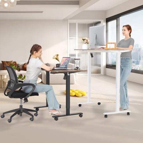 Electric Standing Desk with Wheels, 63'' x 24'' Standing Desk Adjustable Height with Charging Station, 2 USB Ports, 3 Power Outlets, 4 Caster, 27''-46'' Lifting Range Stand up Desk(Black)