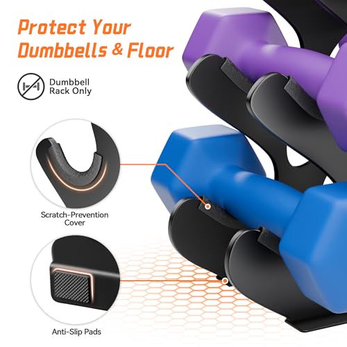 Dumbbell Rack Stand with Anti-Slip Pads for Home Gym, Compact A-Frame Design Weight Rack with Handle, Coral-Inspired & Space-Saving Dumbbell Holder (Dumbbells Not Included)