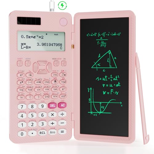 Scientific Calculator for School with Notepad, ROATEE Middle and High School Supplies for Students, 82 MS Foldable 2-Line Display Science Calculator with Writing Tablet, Solar and Battery Powered
