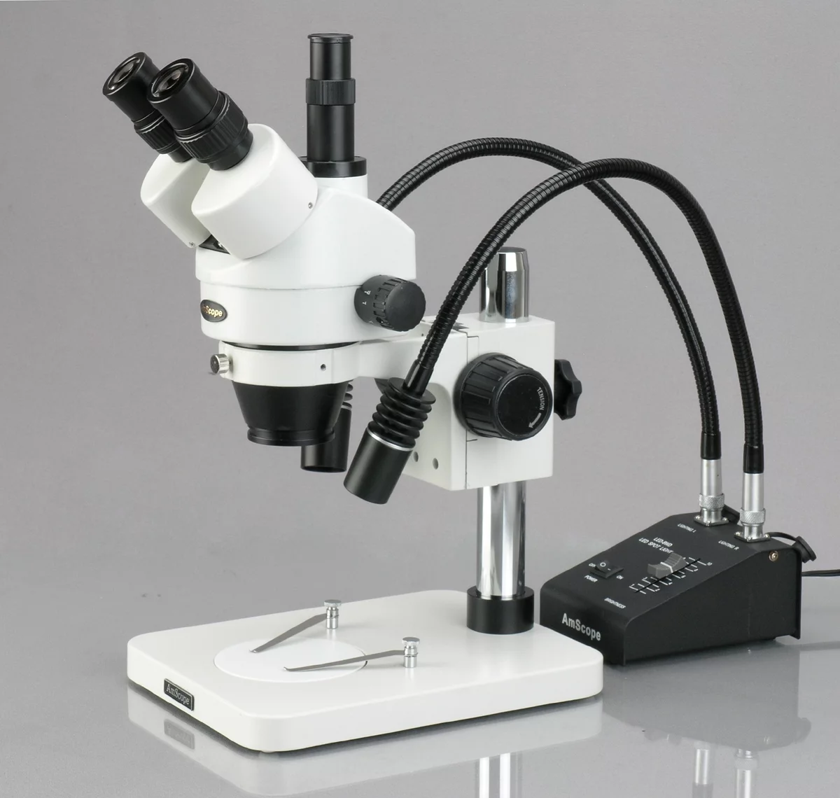 AmScope 3.5-225X Zoom Stereo Microscope w Gooseneck LED Lights+10MP USB Digital Camera New