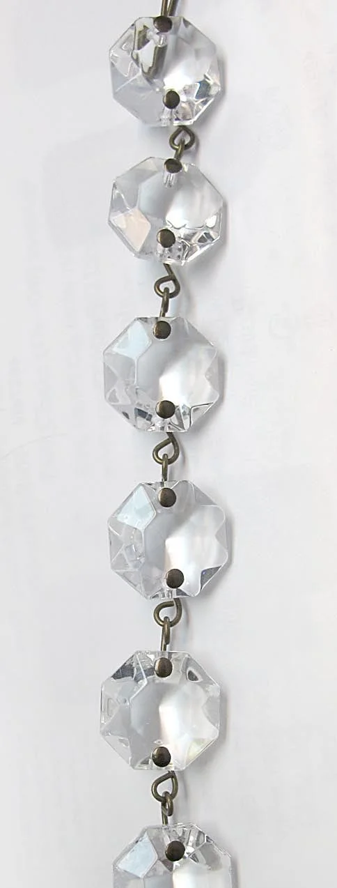 B&P Lamp® 39 Inch Crystal Jewel Chain - 16MM, Nickel Pins