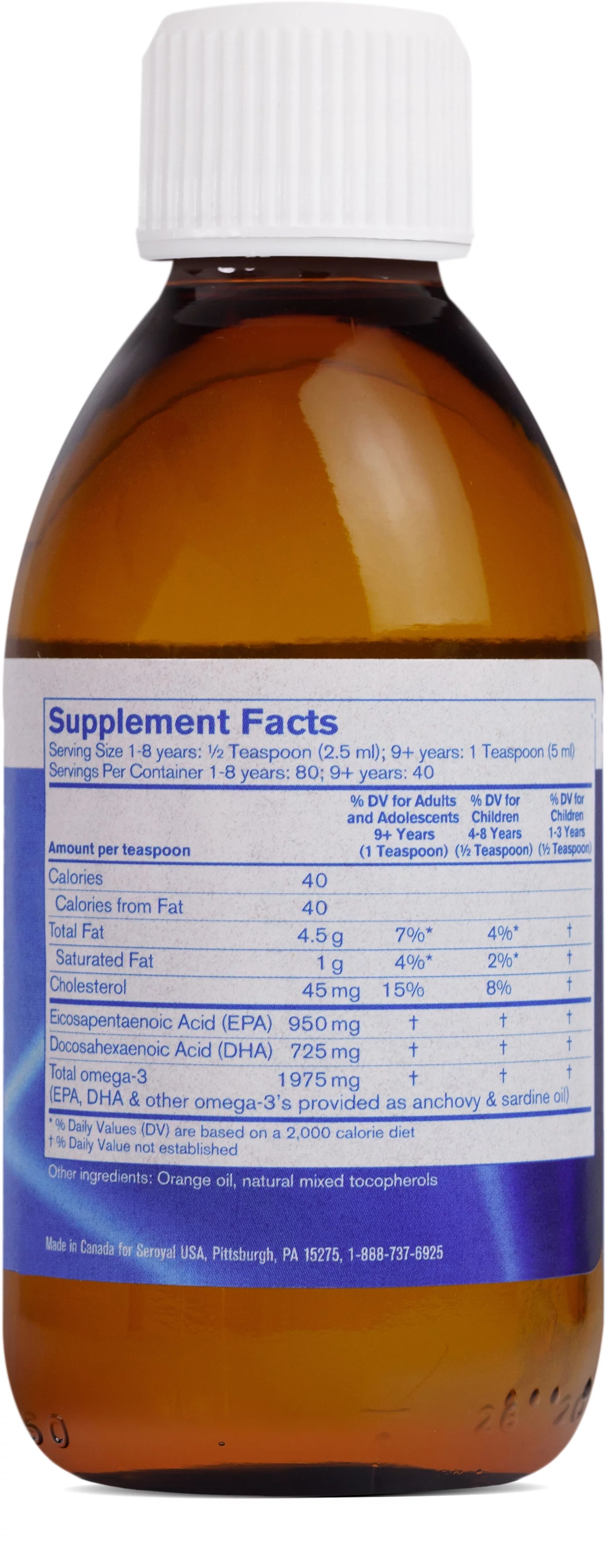 Pharmax Finest Pure Fish Oil | EFA Supplement with Essential Oil of Orange to Support Bone, Brain, and Cardiovascular Health | 6.8 fl. oz.