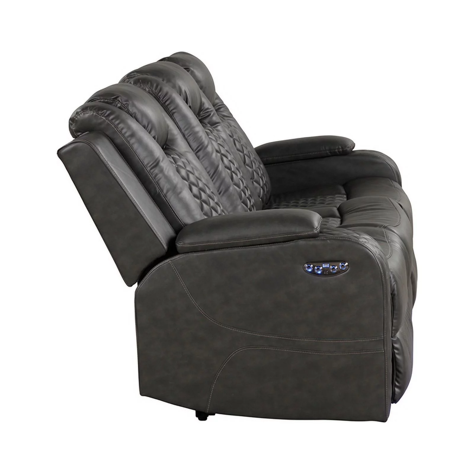 Benz LED & Power Recliner 3 PC Made With Faux Leather in Gray